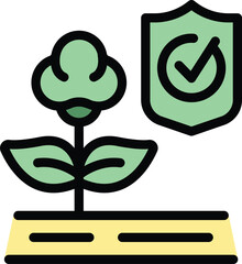 Cotton plant control icon outline vector. Digital future. Sensor data color flat