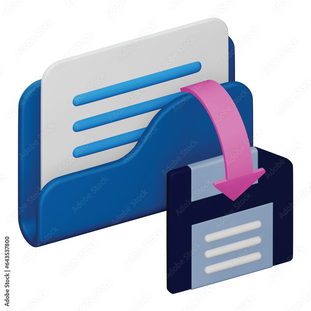 Poster data saving 3d rendering isometric icon.