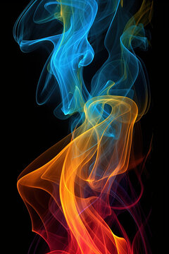 Beautiful colorful rainbow smoke on a black background. Abstract gradient opacity. Smoky translucency.