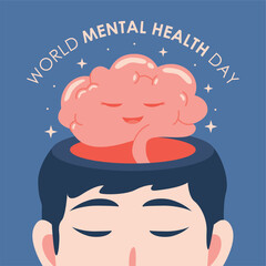 world mental health day poster template vector