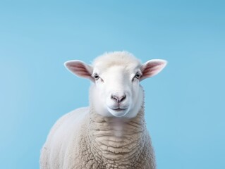 a sheep isolated on blue background