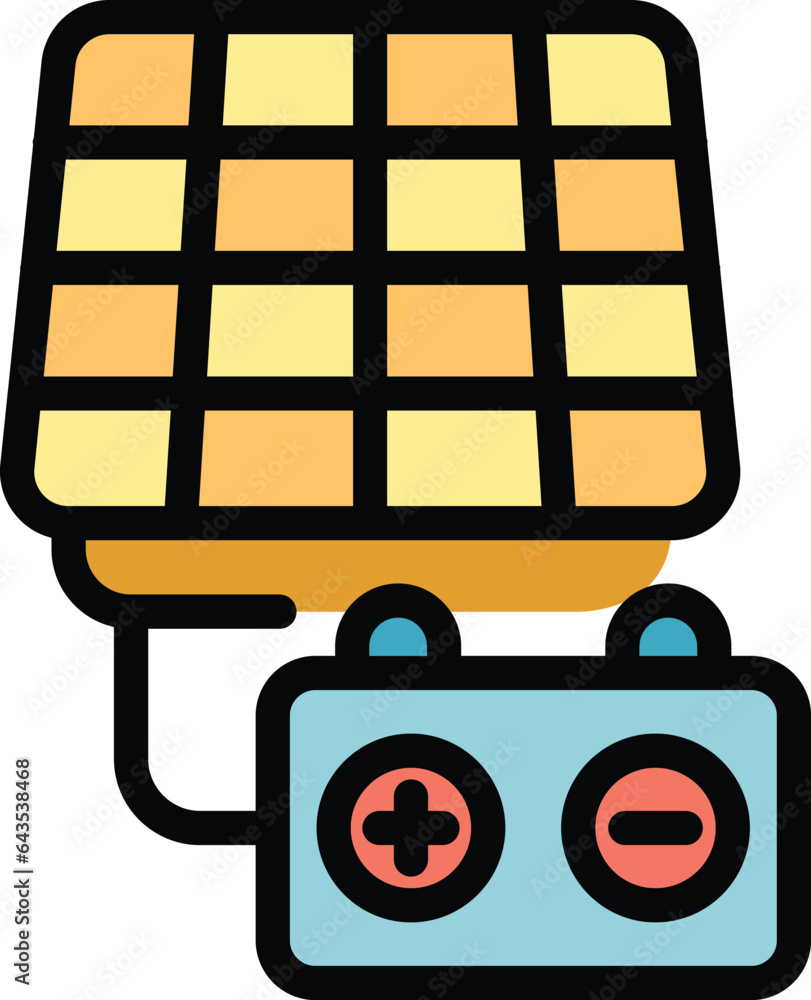 Sticker solar panel battery icon outline vector. eco energy. power resource color flat - Stickers
