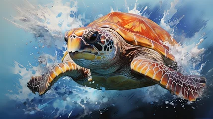 Zelfklevend Fotobehang Sea turtles (superfamily Chelonioidea), sometimes called marine turtles. © Ramon Grosso