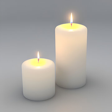 Christmas Candle Lights Isolated On White Bg