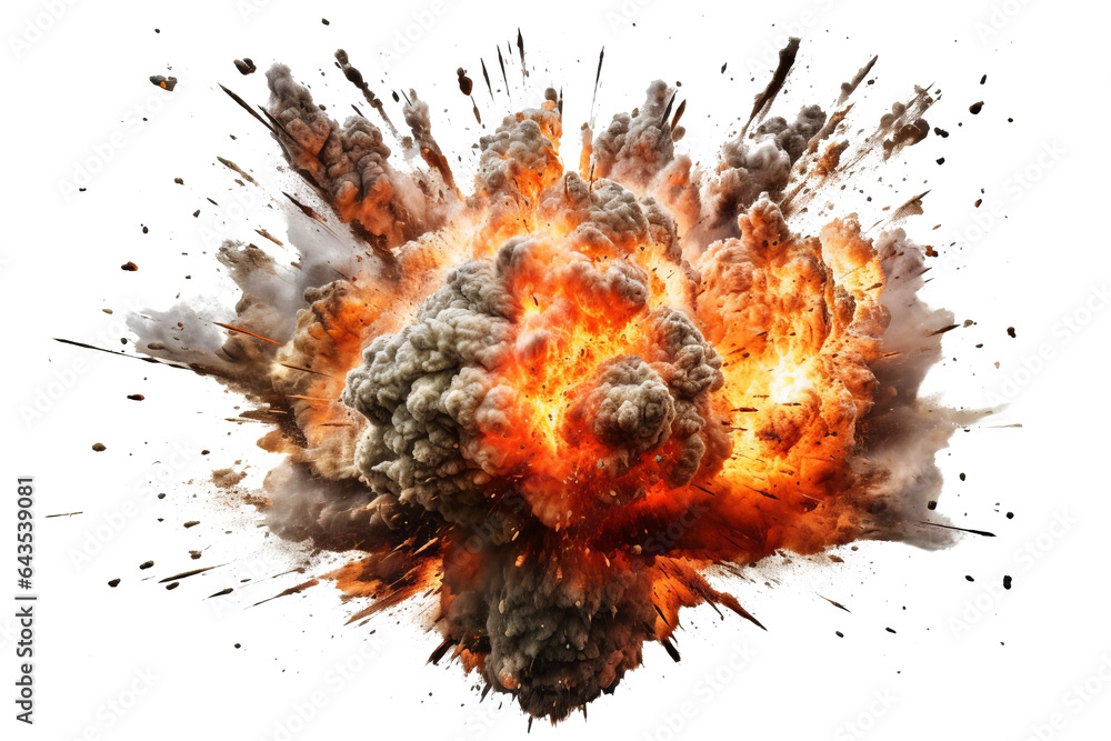 Poster realistic and colorful explosion effect isolated on transparent background. high quality png image o