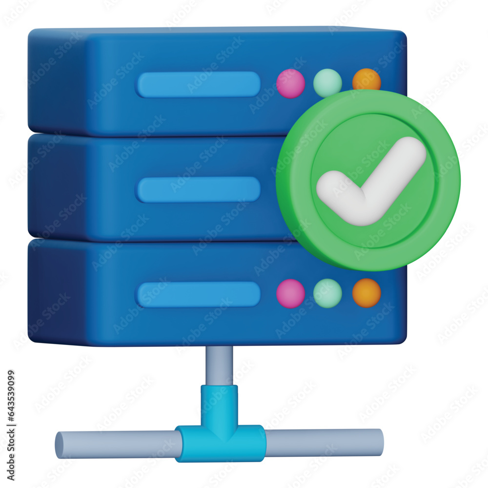 Poster verified server 3d rendering isometric icon.