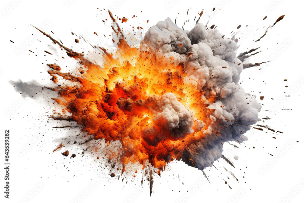 Poster realistic and colorful explosion effect isolated on transparent background. high quality png image o
