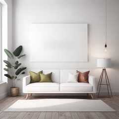 Modern living room mockup with sofa generated.Ai