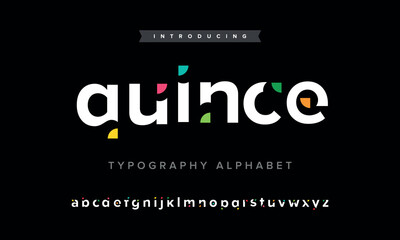 Quince Modern abstract digital alphabet font. Minimal technology typography, Creative urban sport fashion futuristic font and with numbers. vector illustration - obrazy, fototapety, plakaty