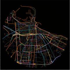 Colorful Map of Bari, Apulia with all major and minor roads.