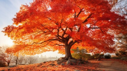 tree autumn seasonal. Generative Ai