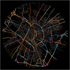 Colorful Map of Lecce, Apulia with all major and minor roads.