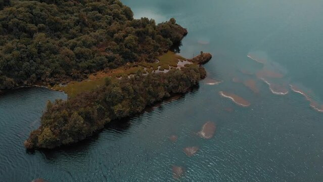 Aerial view of a lake, Atillo Lagoon in Ecuador