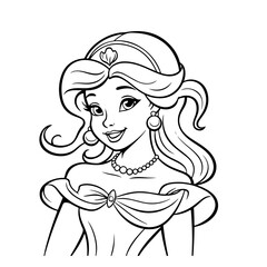 Princess coloring page for your design. Coloring book for preschool, toddlers