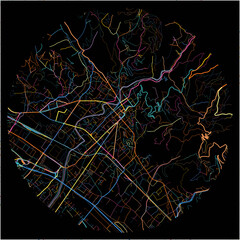 Colorful Map of Massa, Tuscany with all major and minor roads.