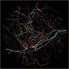 Colorful Map of Potenza, Basilicata with all major and minor roads.
