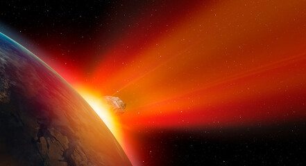 Attack of the asteroid on the Earth 