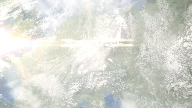 Zoom in from space and focus on Forchheim, Germany. 3D Animation. Background for travel intro. Elements of this image furnished by NASA	