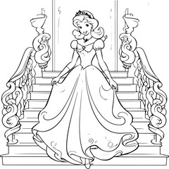 Princess coloring page for your design. Coloring book for preschool, toddlers