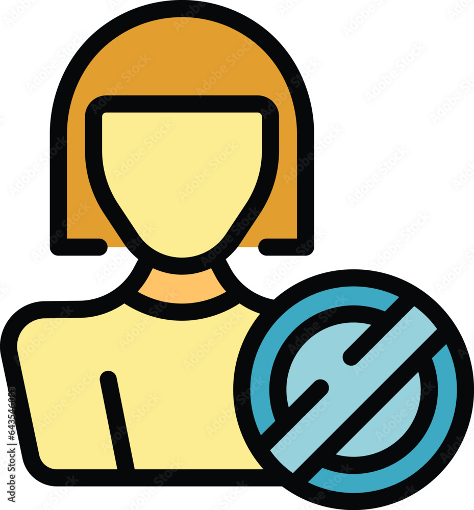 Poster deleting privacy profile icon outline vector. web remove. network service color flat