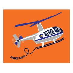  take off helicopter print vector art.