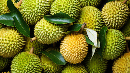 Exotic Durian Stack: Ripe Fruit Texture & Wellness Concept