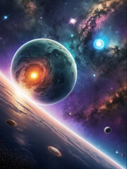 Obraz na płótnie Canvas Cosmic Planet in Space Background