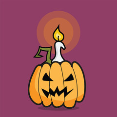 Halloween pumpkin and candle in doodle style