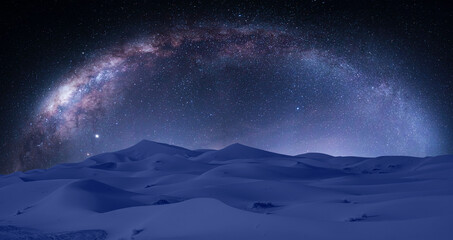 Amazing Milky Way over the sand dunes of colorful Sahara Desert - Sahara, Morocco