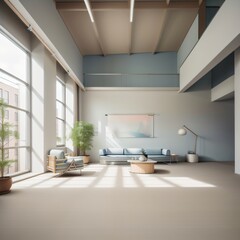 Minimalist Pastel Modern Living Room, Modern Living Room With Sitting Space