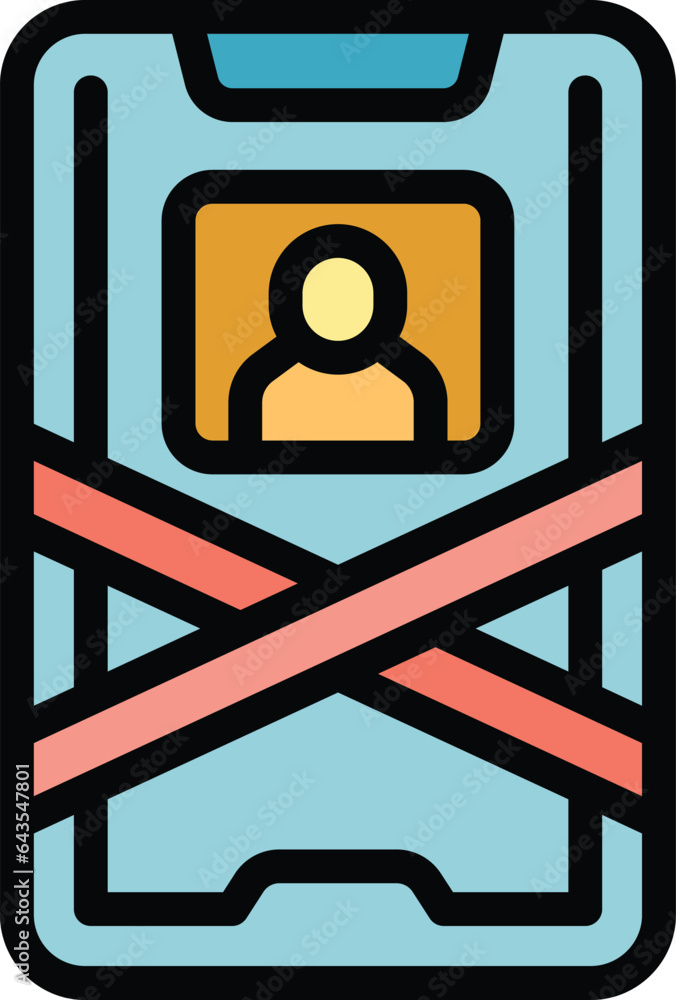 Aufkleber smartphone privacy icon outline vector. deleting account. remove web color flat