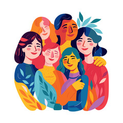 Group of smiling young people. Vector illustration in a flat style.
