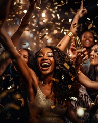 Modern New Year's Eve Party Celebration with Jubilant Individuals. Genretive AI