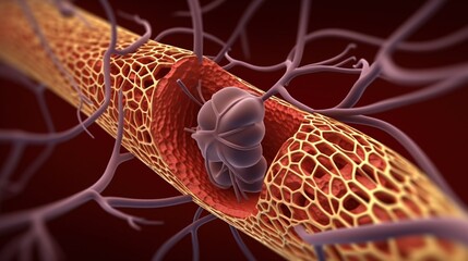 Anatomical human venous system close-up, dark background. AI generated. - obrazy, fototapety, plakaty