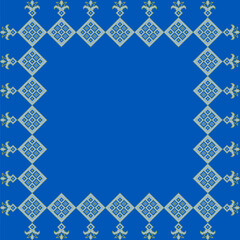 Obraz premium Vector illustration of Ukrainian ornament in ethnic style, identity, vyshyvanka, embroidery for print clothes, websites, banners. Background. Geometric design, border, copy space, frame