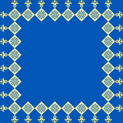 Obraz premium Vector illustration of Ukrainian ornament in ethnic style, identity, vyshyvanka, embroidery for print clothes, websites, banners. Background. Geometric design, border, copy space, frame