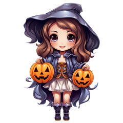 Cute Happy Halloween Clipart Illustration
