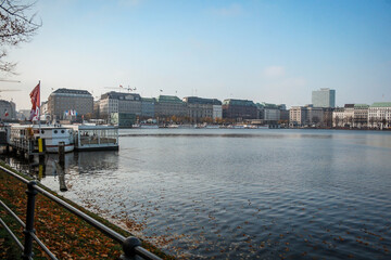 Obraz premium View of Binnenalster River in Hamburg, Germany