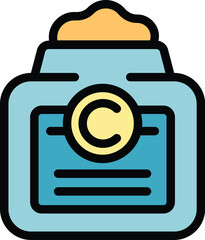 Collagen product icon outline vector. Cream molecule. Skincare face color flat