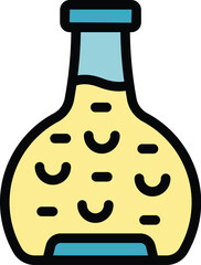 Collagen flask icon outline vector. Cell cream. Serum cosmetic color flat