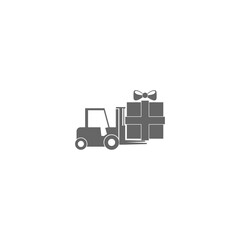 Fototapeta premium Gift box forklift icon isolated on transparent background