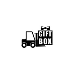 Gift box forklift icon isolated on transparent background