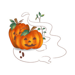 かぼちゃとおばけの挿絵