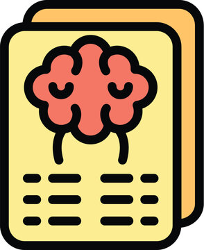 Brain enzymes icon outline vector. Chain vitamin. Acid atom color flat