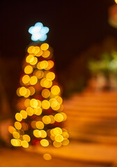 christmas tree with bokeh lights
