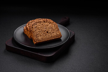 Delicious fresh crispy brown bread with grains and seeds
