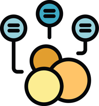 Circles enzymes icon outline vector. Chain collagen. Amino peptide color flat