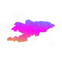 Kyrgyzstan map in colorful halftone gradients. Future geometric patterns of lines abstract on white background. Vector illustration EPS10.