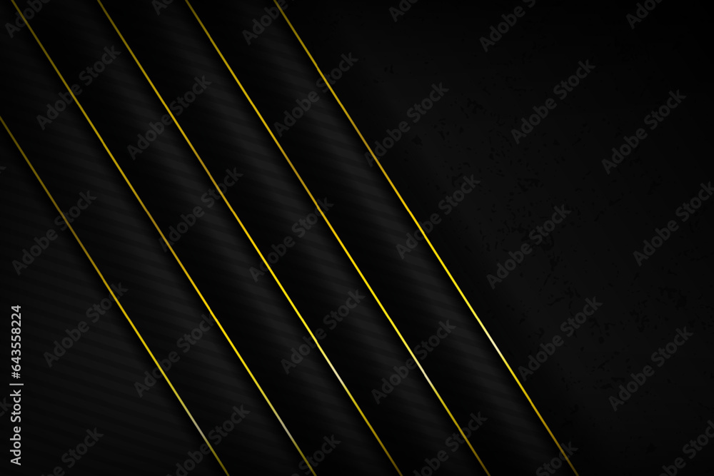 Poster beautiful black geometric background template with gold linings and textured stripe patterns. vector