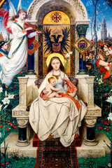 Obraz premium Our Lady cathedral, Antwerp, Belgium. Altarpiece painting detail.